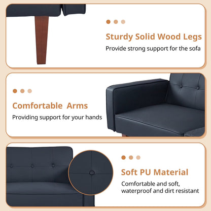 Modern Sofa, Convertible Memory Foam Futon Sofa Bed with Adjustable Armrests and Backrest,Gray