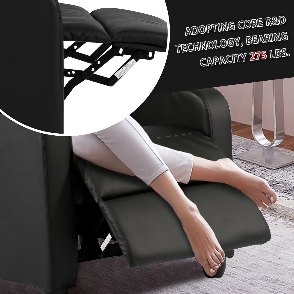 FDW Recliner Chair Breathable Padded PU Leather Massage Single Sofa Recliners,Black